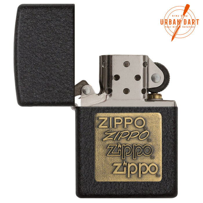 ZIPPO UPALJAČ BLACK CRACKLE EMBLEM ZLATNI 362 - Slika 3