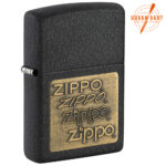 ZIPPO UPALJAČ BLACK CRACKLE EMBLEM ZLATNI 362 - Slika 2