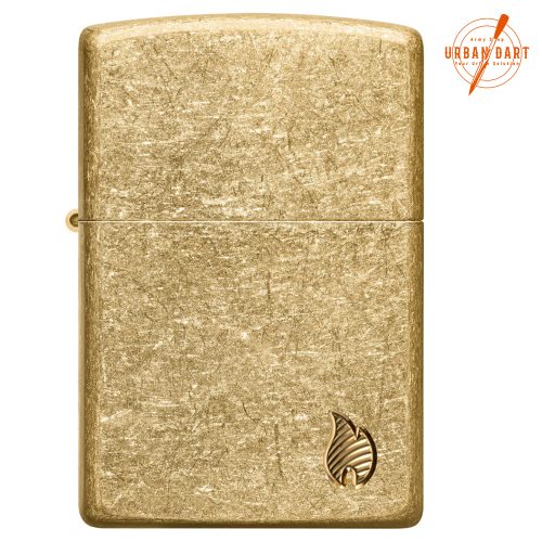 ZIPPO ARMOR TUMBLED BRASS FLAME 46398