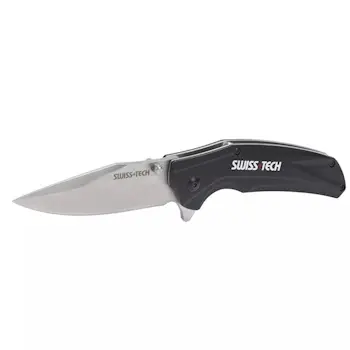 Sklopivi nož 3.5″ Swisstech ST014022 crni sa aluminijumskom drškom i 4Cr13 sečivom